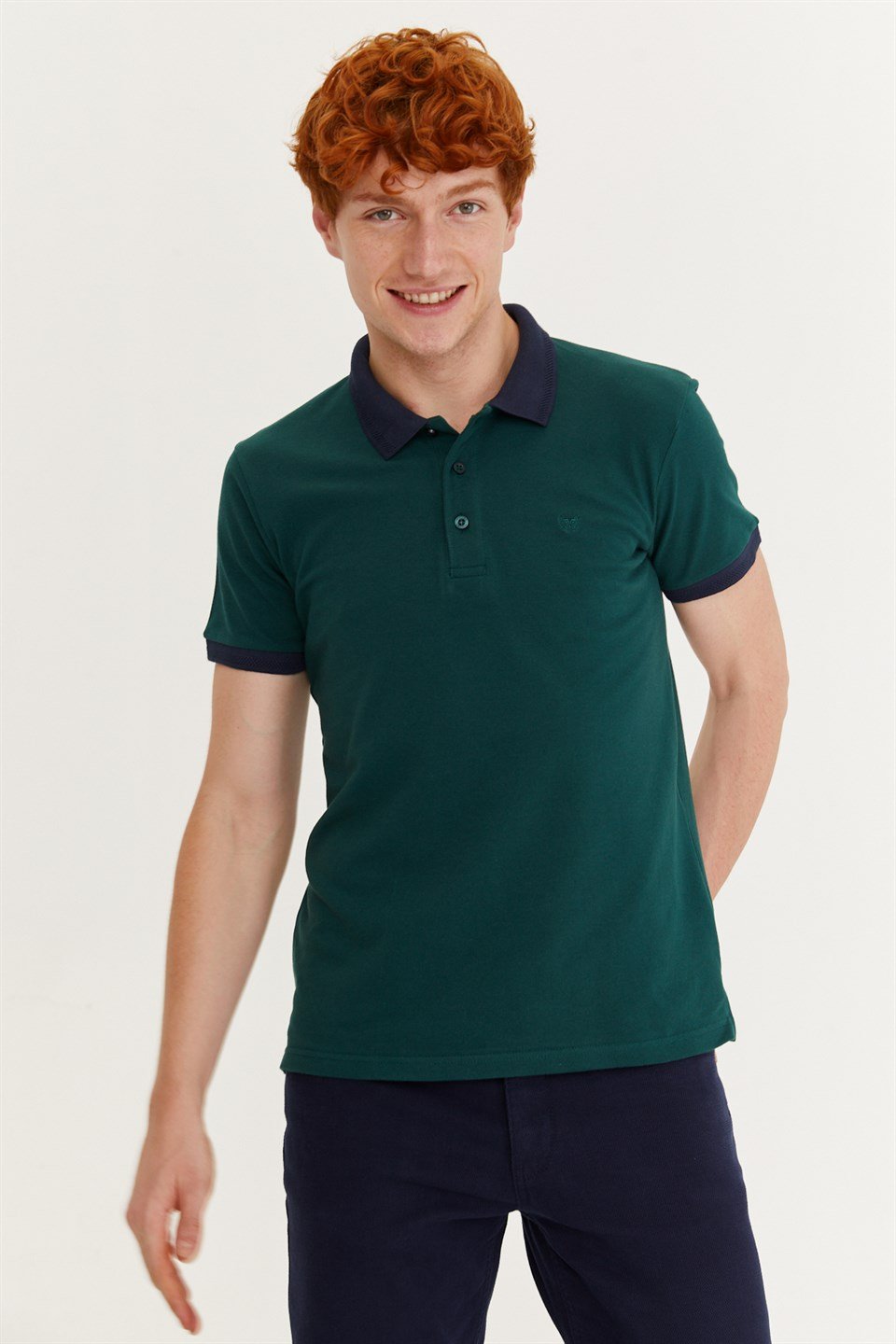  Morven Erkek Haki Basic Polo Yaka Cepsiz Dynamik Fit Rahat Kesim T-Shirt