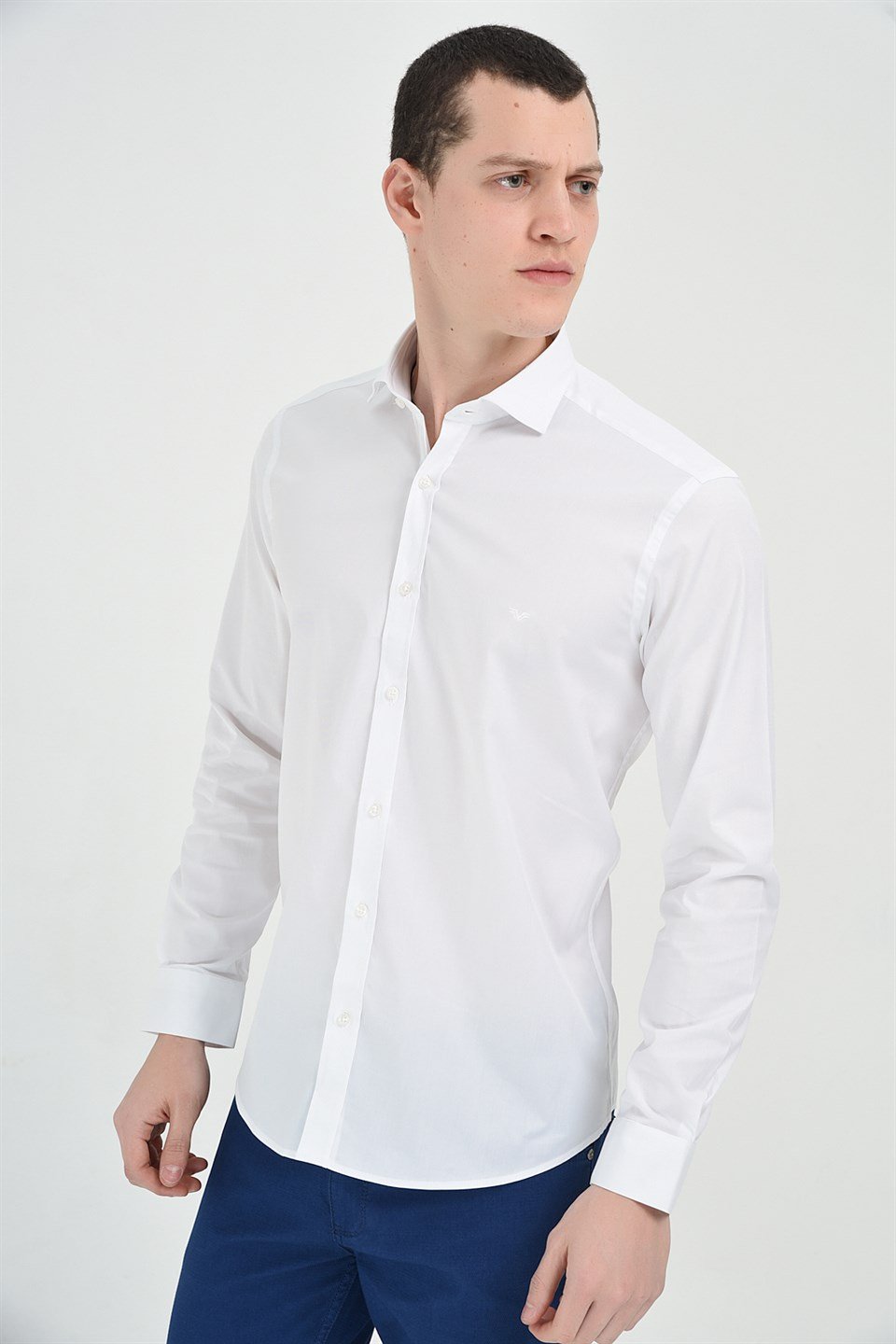  Morven Erkek Jasen Slim Fit Uzun Kollu Gömlek Beyaz