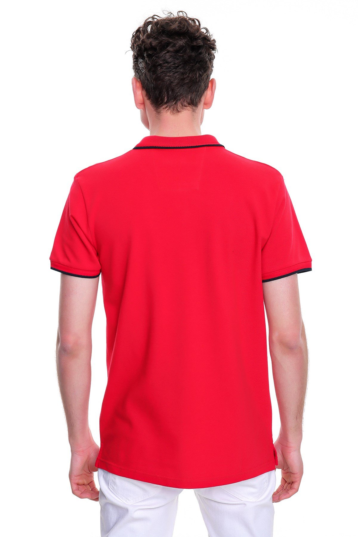  Morven Erkek Kırmızı Basic Polo Yaka Cepsiz Dynamic Fit Rahat Kalıp T-Shirt