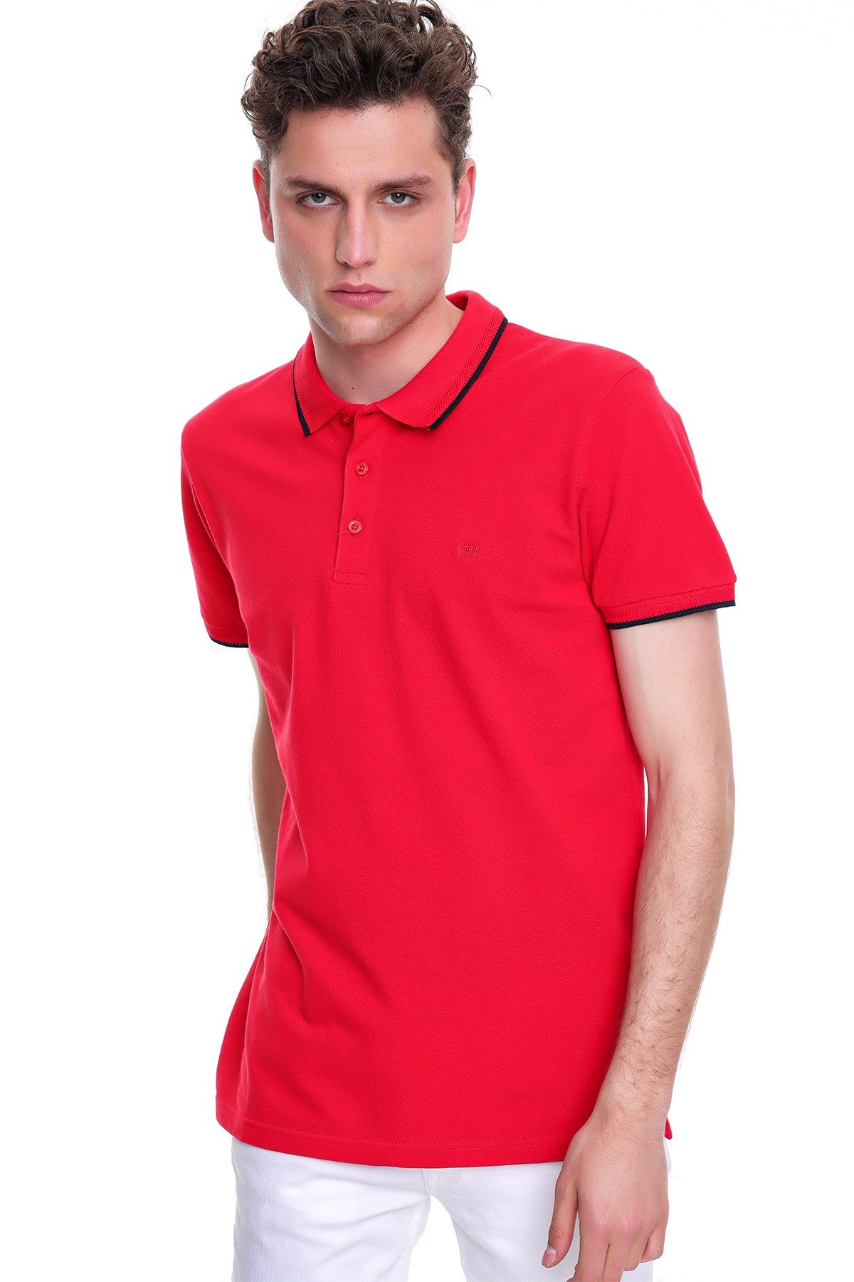  Morven Erkek Kırmızı Basic Polo Yaka Cepsiz Dynamic Fit Rahat Kalıp T-Shirt