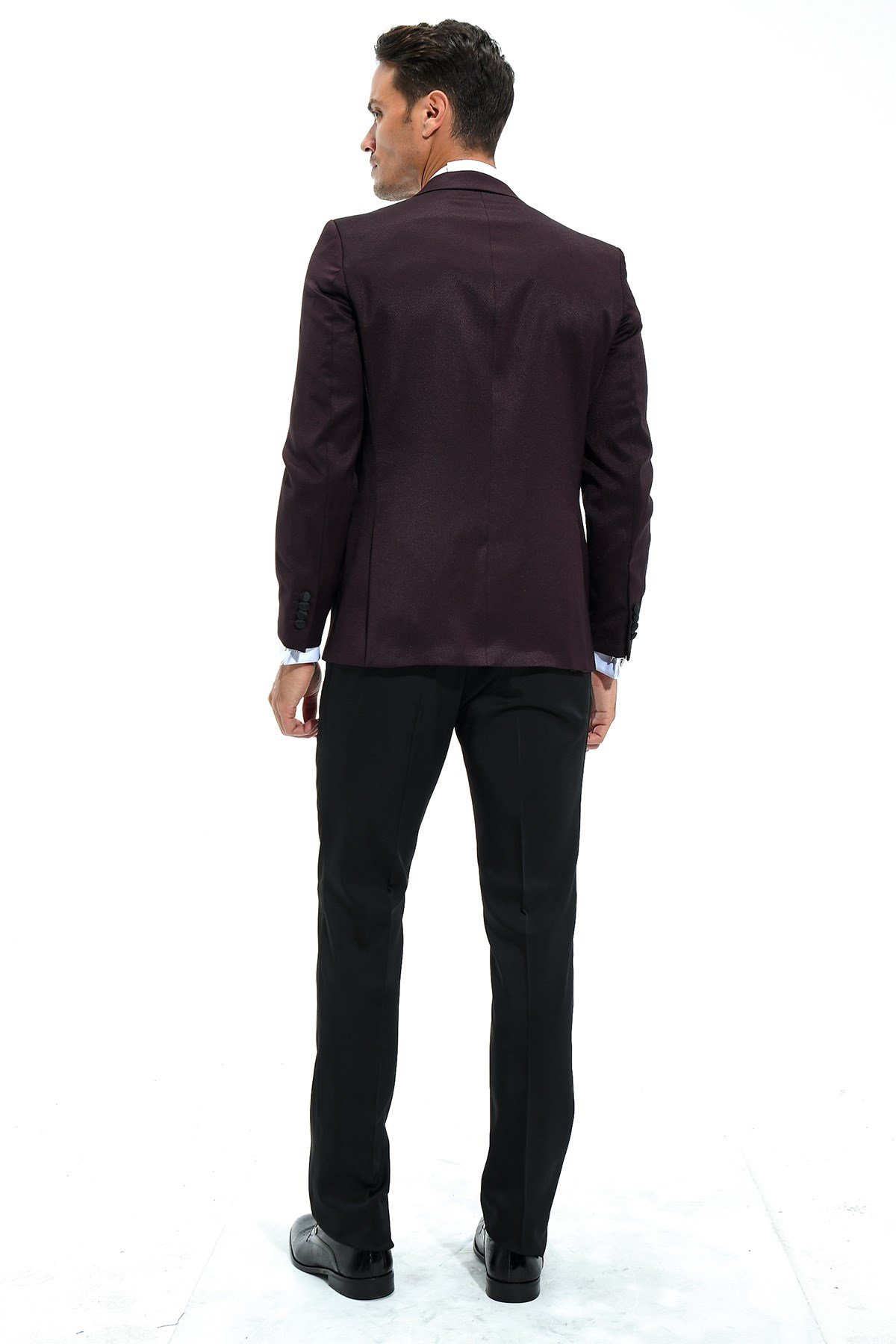  Morven Erkek Koyu Bordo Modena Slimfit Jakarlı Smokin