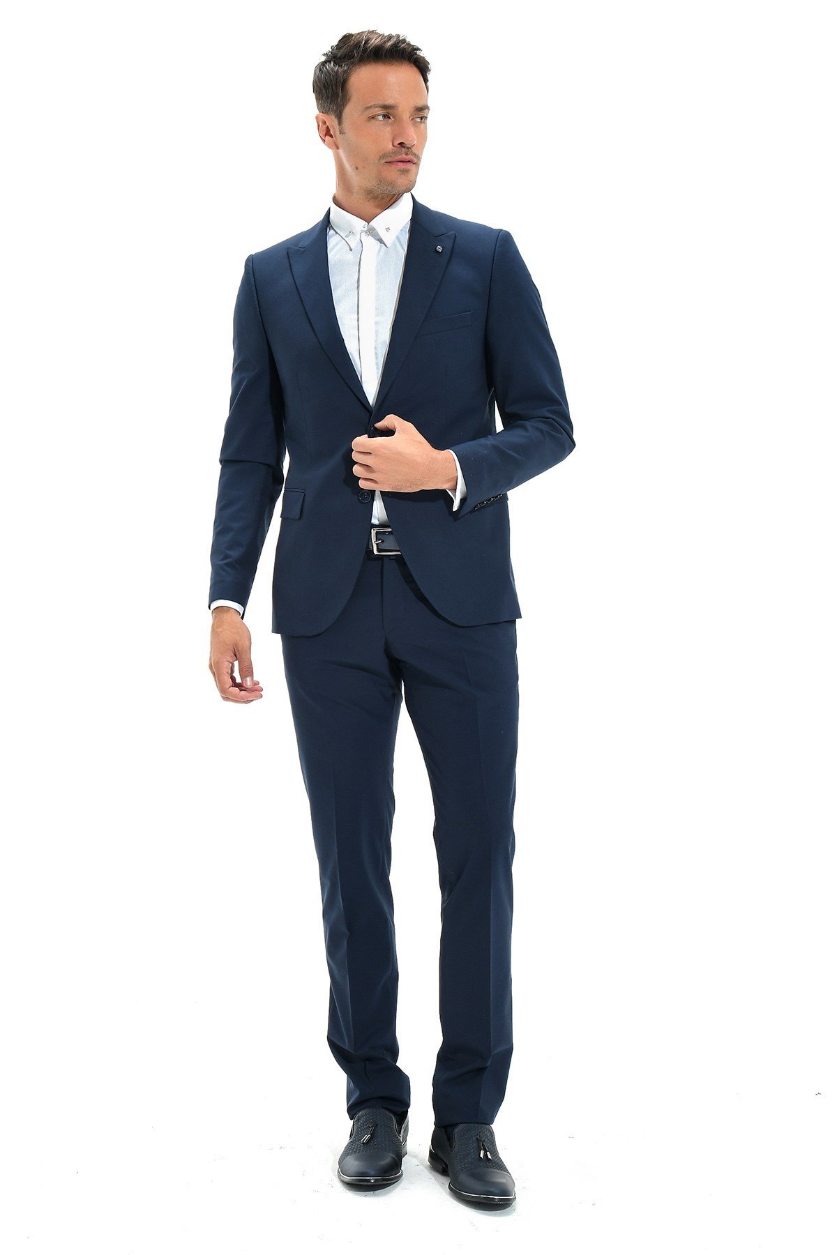  Morven Erkek Lacivert Basic Düz  Regular Fit Geniş Kesim 6 Drop Takım Elbise