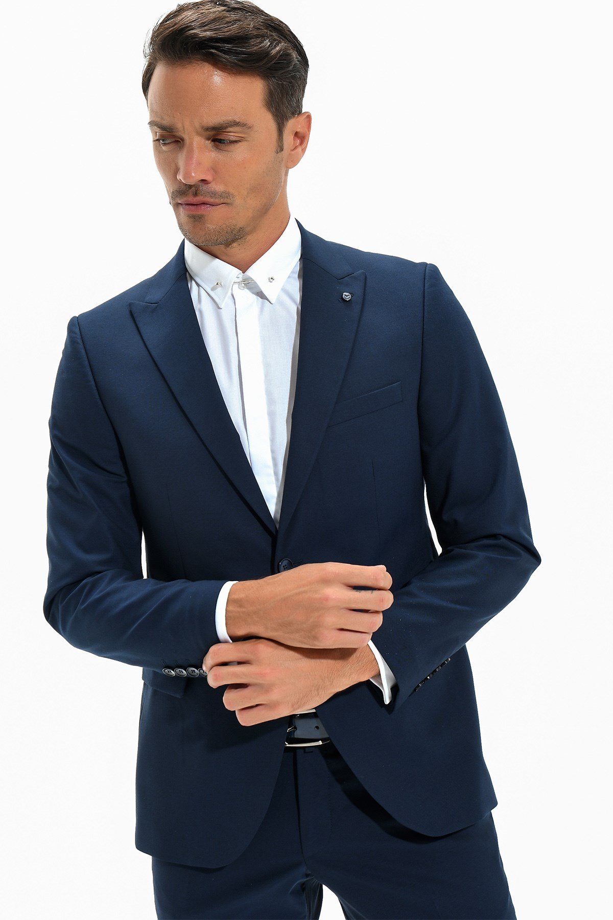  Morven Erkek Lacivert Basic Düz  Regular Fit Geniş Kesim 6 Drop Takım Elbise