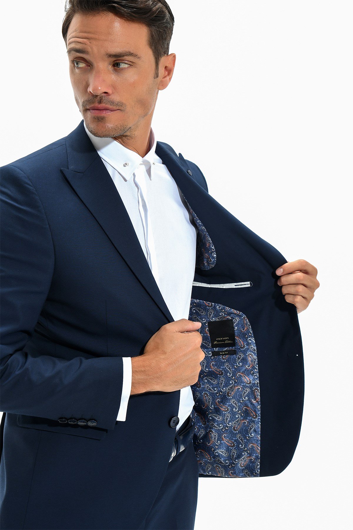  Morven Erkek Lacivert Basic Düz  Regular Fit Geniş Kesim 6 Drop Takım Elbise