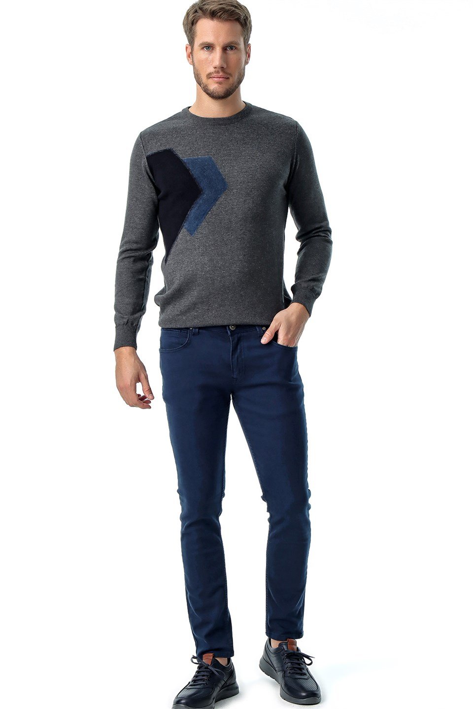  Morven Erkek Lacivert Nirvana Pamuklu Dynamic Fit Rahat Kesim 5 Cep Keten Pantolon
