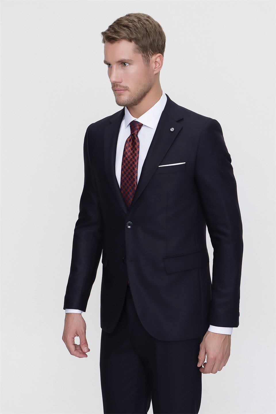  Morven Erkek Lacivert Perotto  Slim Fit Dar Kesim 8 Drop Takım Elbise