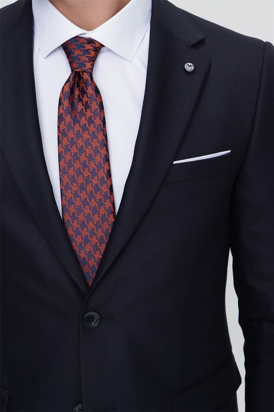  Morven Erkek Lacivert Perotto  Slim Fit Dar Kesim 8 Drop Takım Elbise
