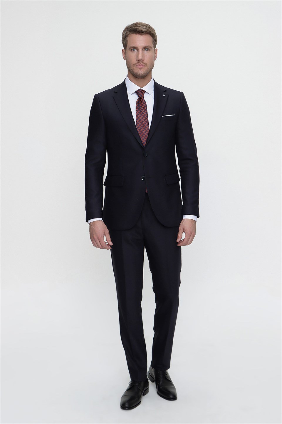  Morven Erkek Lacivert Perotto  Slim Fit Dar Kesim 8 Drop Takım Elbise
