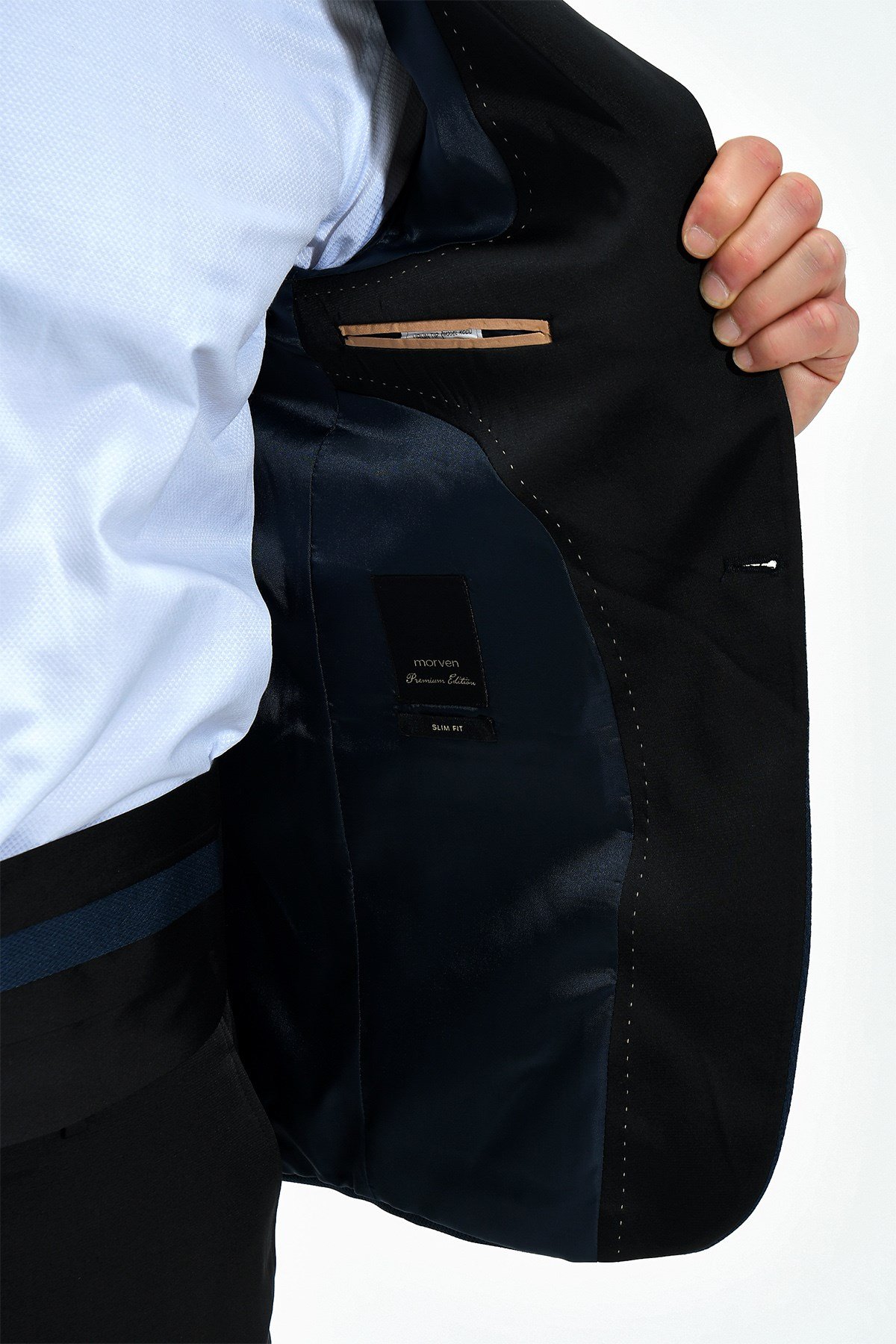 Morven Erkek Lacivert Portofino Slimfit Jakarlı Smokin