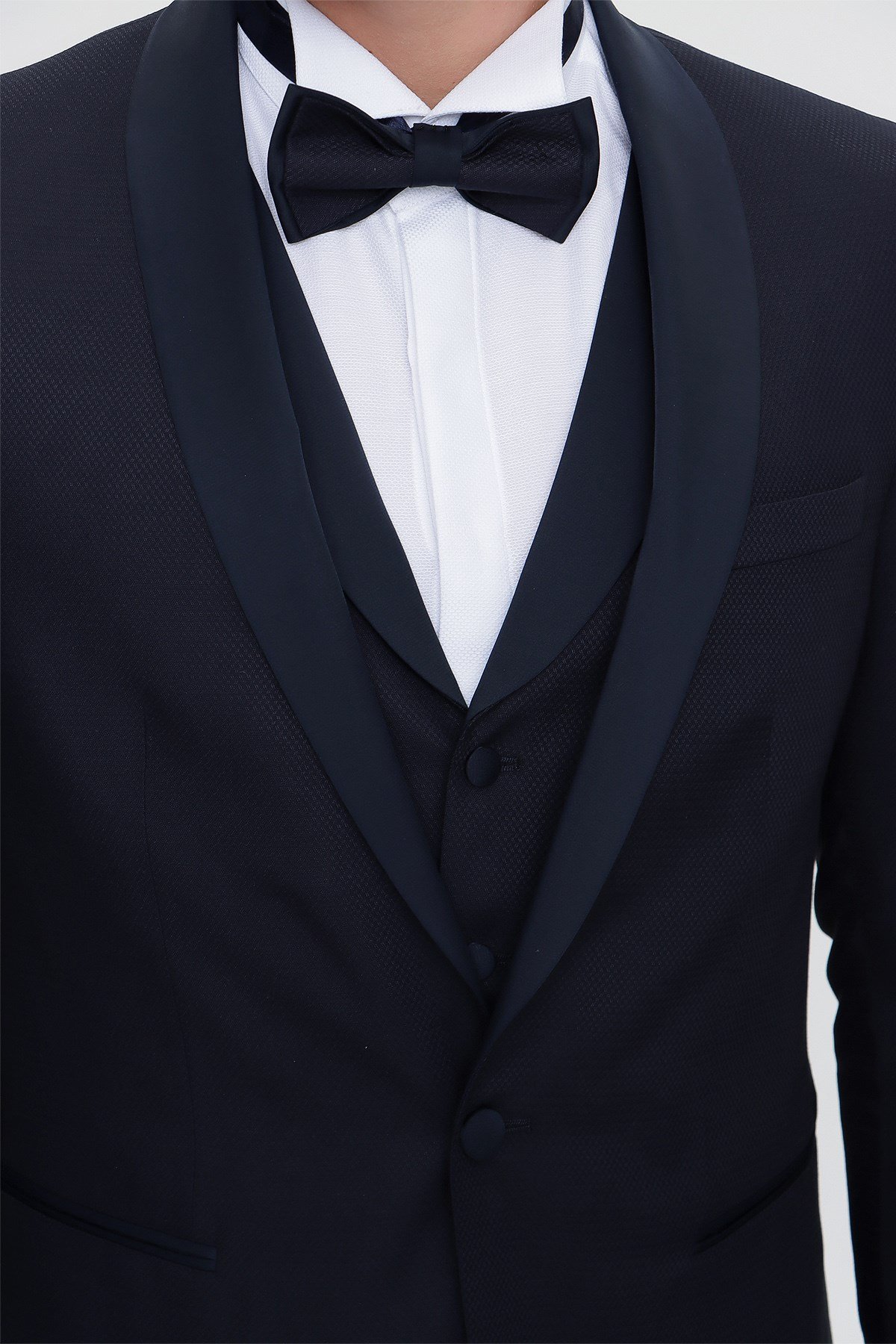  Morven Erkek Lacivert Santorin Ceremonia Jakarlı Slim Fit Dar Kesim Damatlık