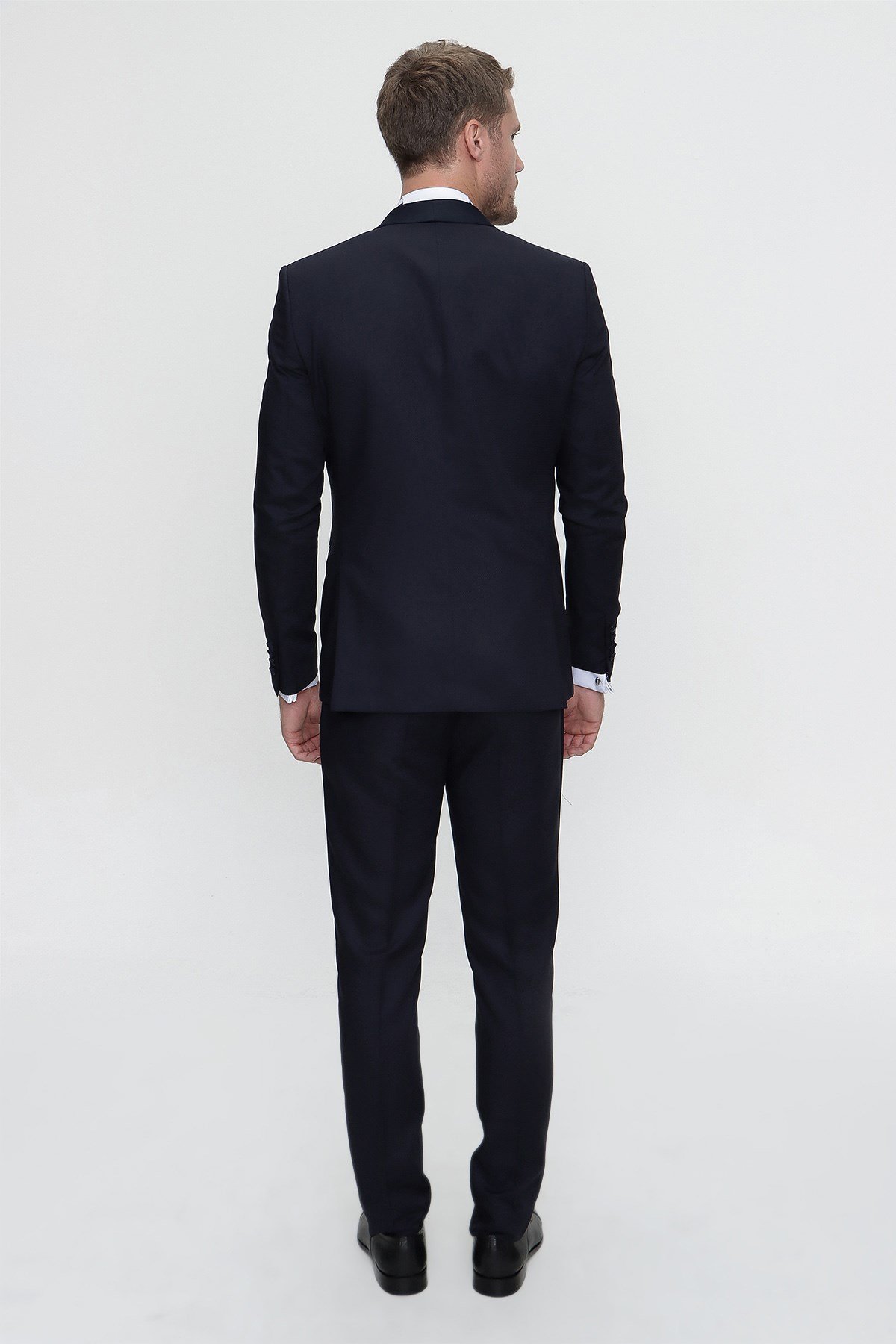  Morven Erkek Lacivert Santorin Ceremonia Jakarlı Slim Fit Dar Kesim Damatlık