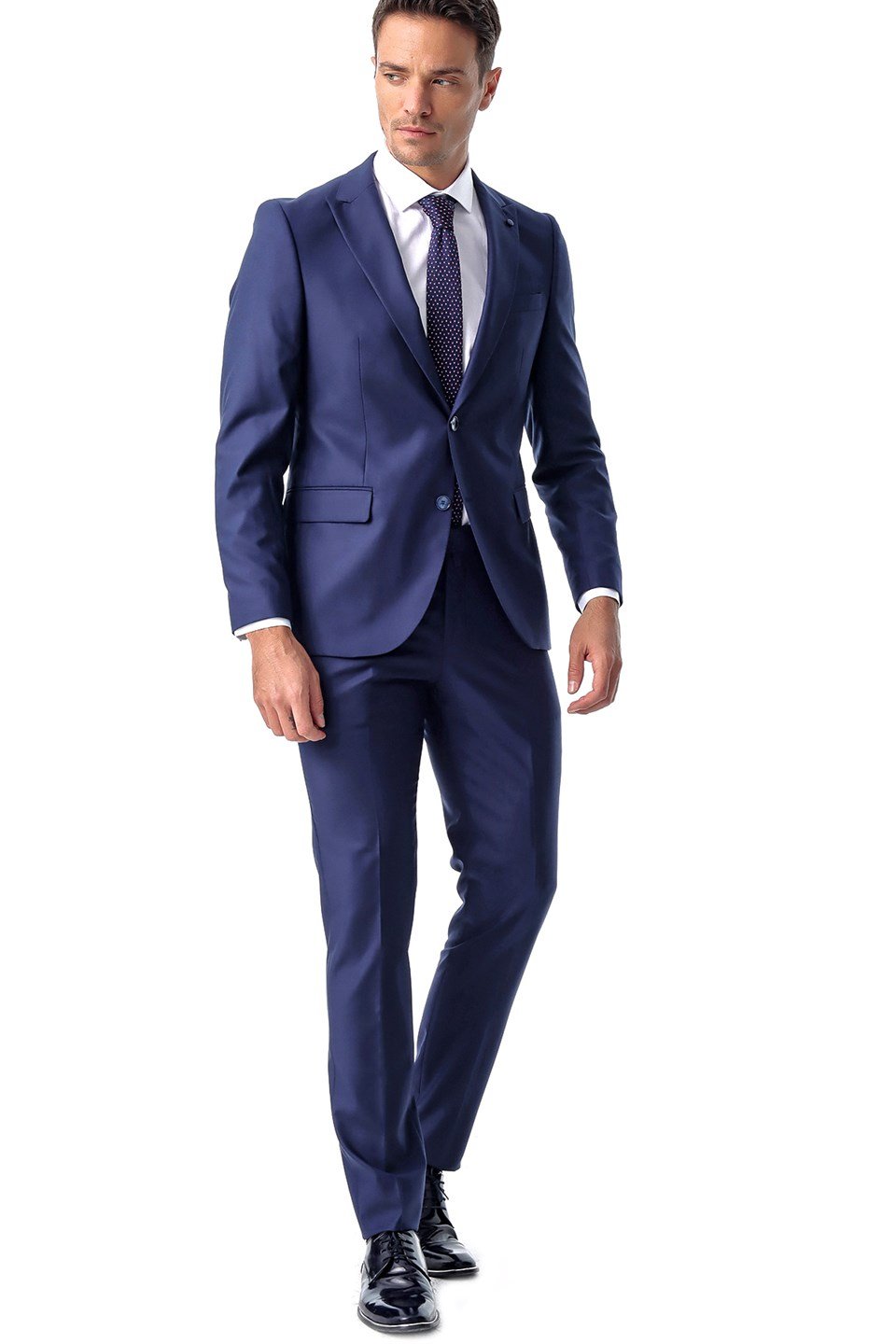  Morven Erkek Marine Basic Düz Slim Fit Dar Kesim 6 Drop Takım Elbise