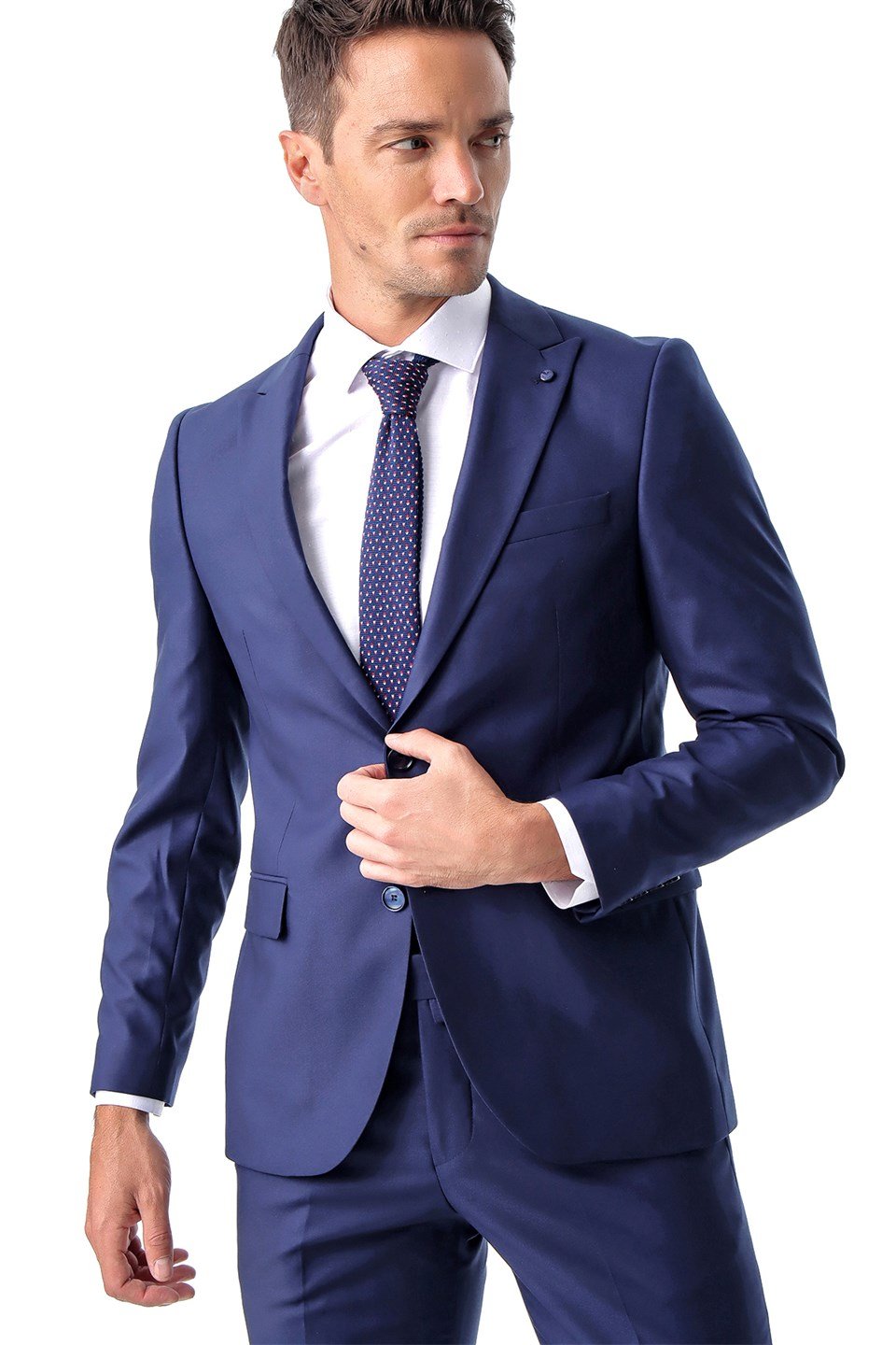  Morven Erkek Marine Basic Düz Slim Fit Dar Kesim 6 Drop Takım Elbise