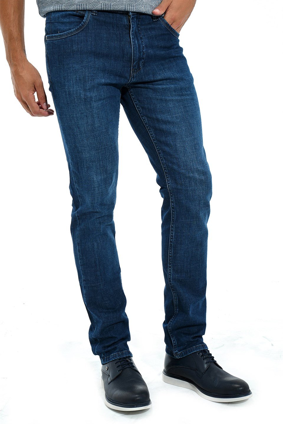  Morven Erkek Marine Bolero Pamuklu Dynamic Fit Rahat Kesim 5 Cep Kot Pantolon