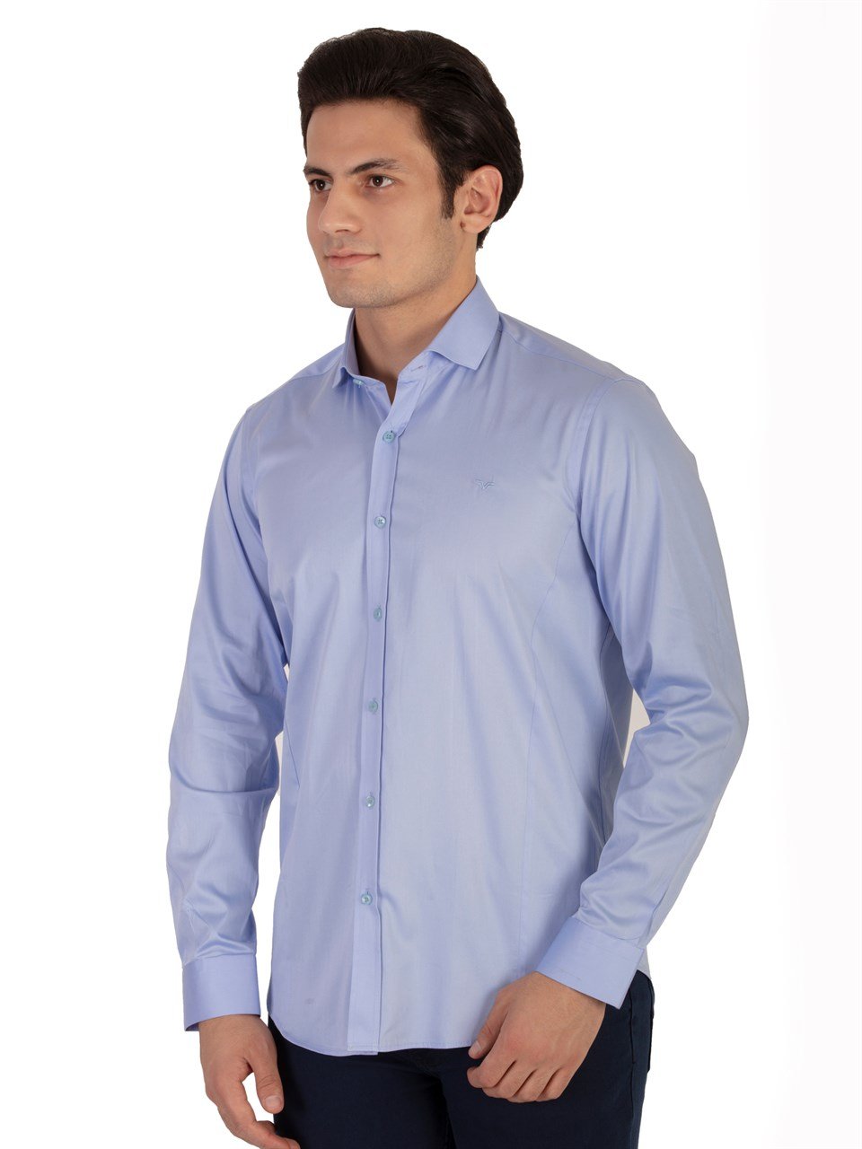  Morven Erkek Mavi Agrive Slim Fit Uzun Kollu Gömlek