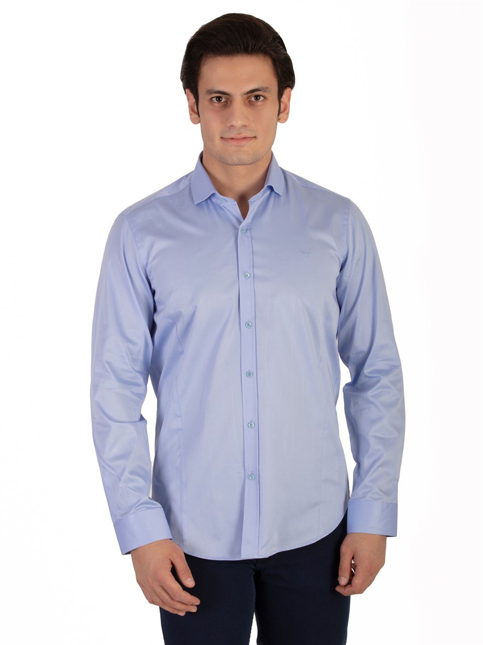  Morven Erkek Mavi Agrive Slim Fit Uzun Kollu Gömlek