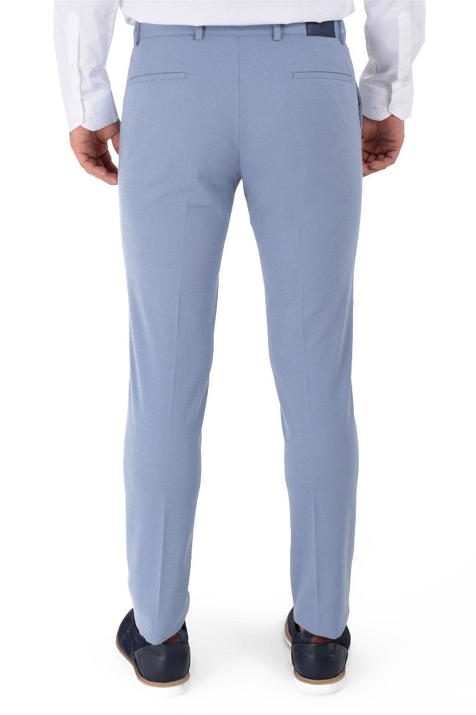 Morven Erkek Mavi Flora Pamuklu Slim Fit Yan Cep Keten Pantolon