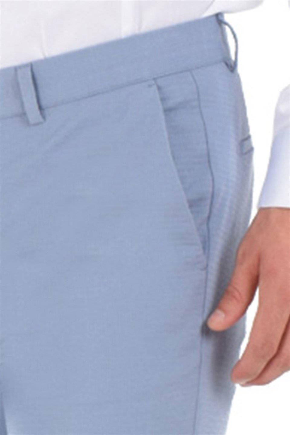 Morven Erkek Mavi Flora Pamuklu Slim Fit Yan Cep Keten Pantolon
