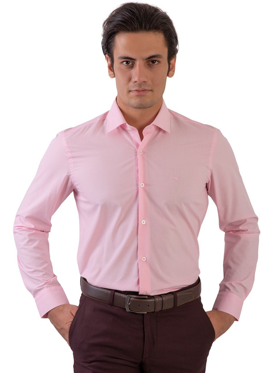  Morven Erkek Pembe Elegance Slim Fit Uzun Kollu Gömlek