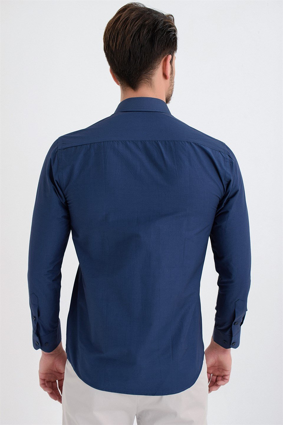  Morven Erkek Poplin Slim Fit Uzun Kollu Gömlek Saks Mavisi