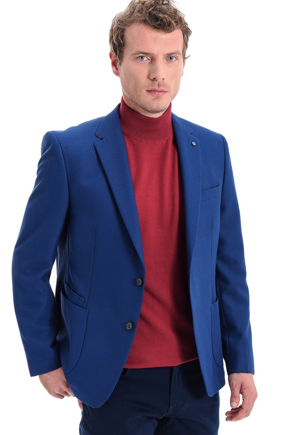  Morven Erkek Saks Mavisi Atiba Dinamik Fit Rahat Kesim Jakarlı Torba Cep 6 Drop Ceket