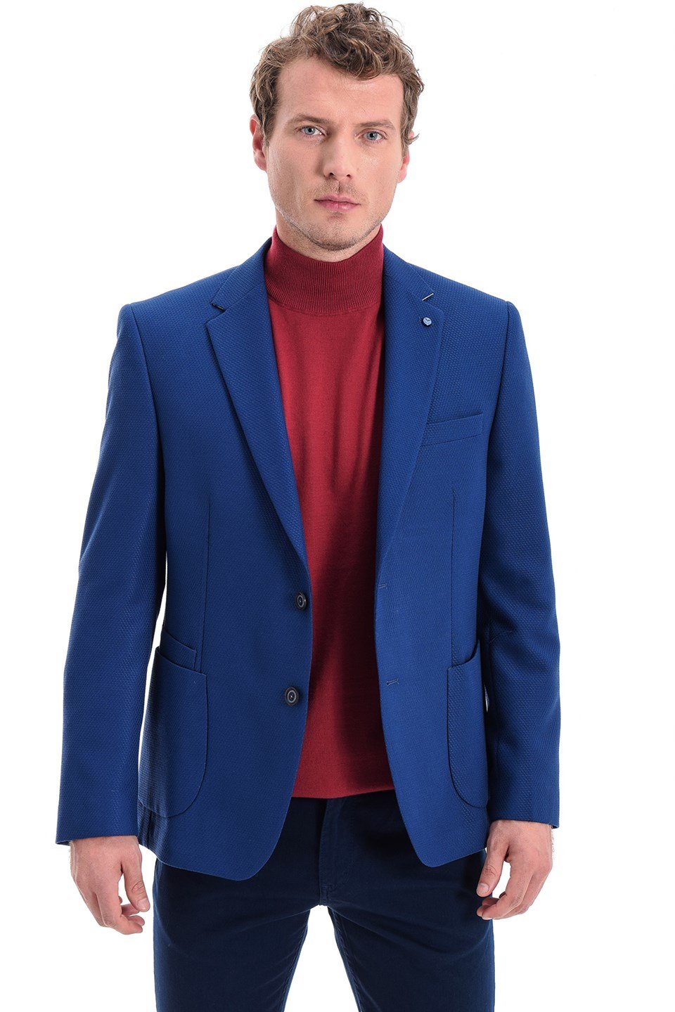 Morven Erkek Saks Mavisi Atiba Dinamik Fit Rahat Kesim Jakarlı Torba Cep 6 Drop Ceket