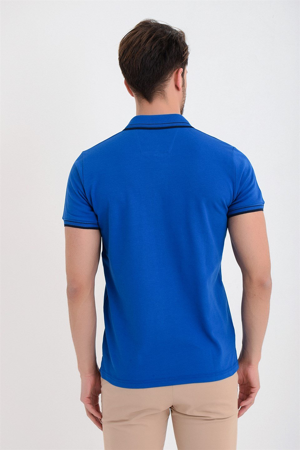  Morven Erkek Saks Mavisi Basic Dinamik Fit Rahat Kesim Cepsiz  Polo Yaka T-Shirt