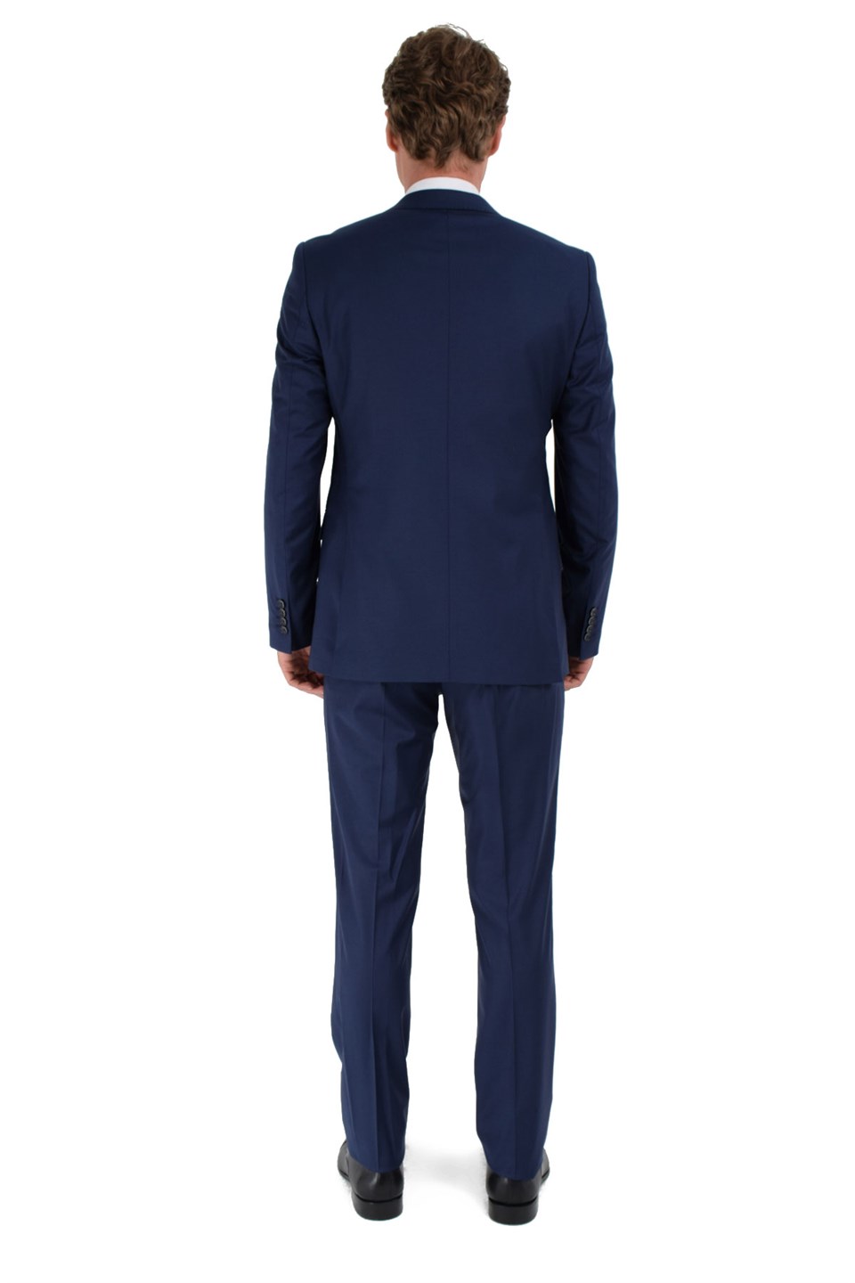  Morven Erkek Saks Mavisi Basic Düz Slim Fit Dar Kesim Yelekli Yün 8 Drop Takım Elbise