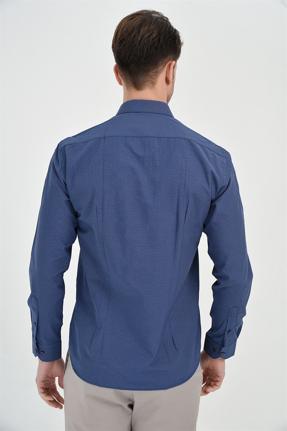  Morven Erkek Saldera Slim Fit Uzun Kollu Gömlek Saks Mavisi