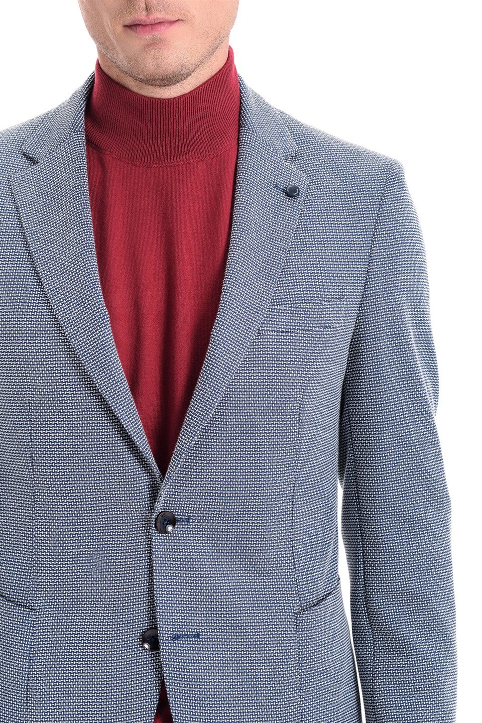  Morven Erkek Selegna Örme Slim Fit Ceket Lacivert
