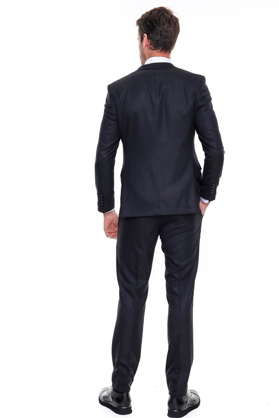  Morven Erkek Siyah Cappi Slim Fit Dar Kesim Jakarlı 6 Drop Takım Elbise