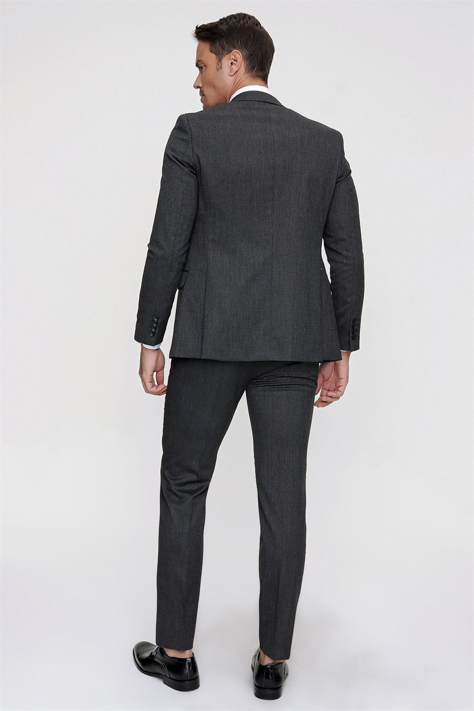  Morven Erkek Siyah Naval Slim Fit Dar Kesim Yelekli Pitikare 6 Drop Takım Elbise