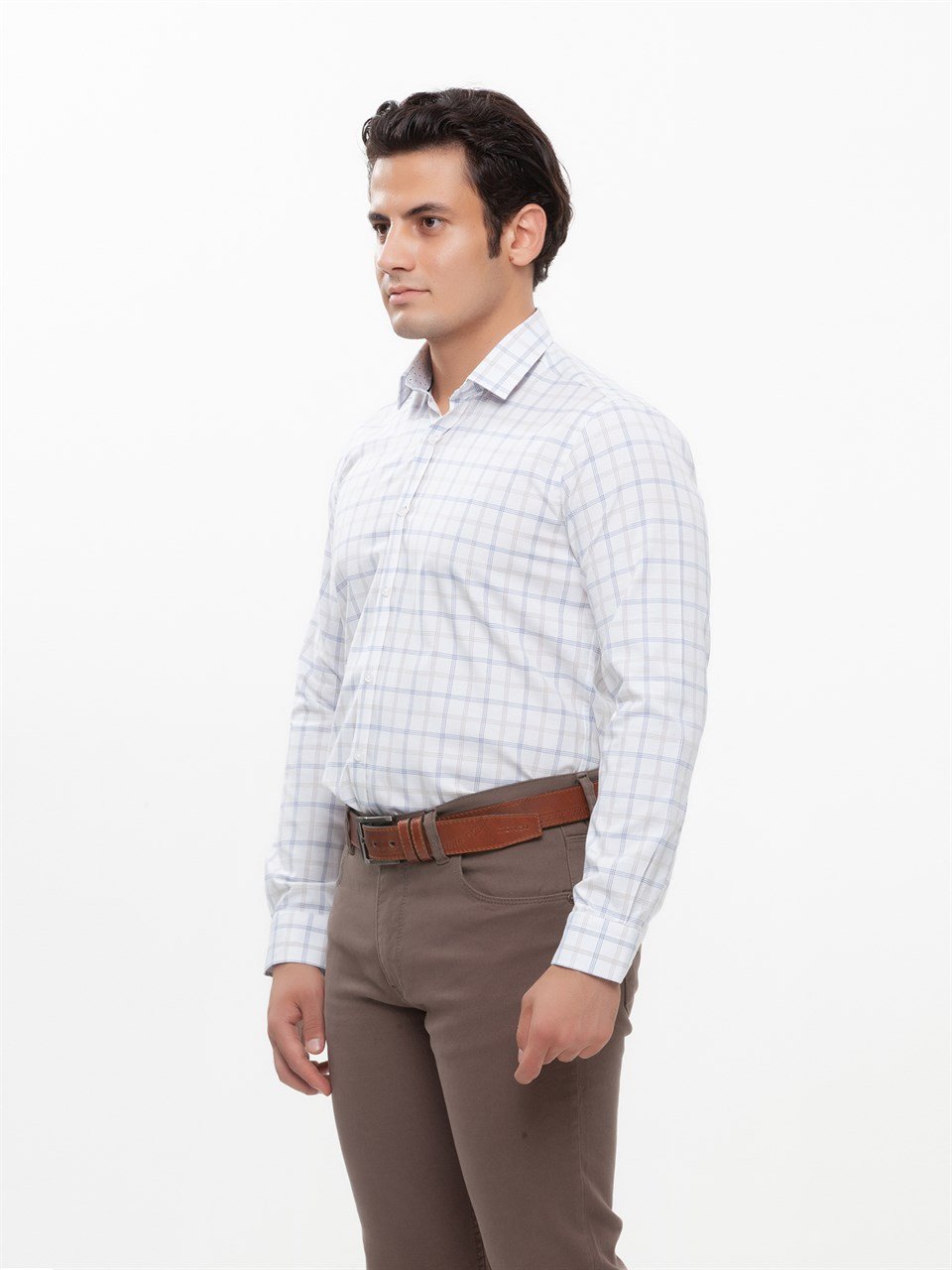  Morven Erkek Slim Fit Uzun Kollu Gömlek Kahverengi
