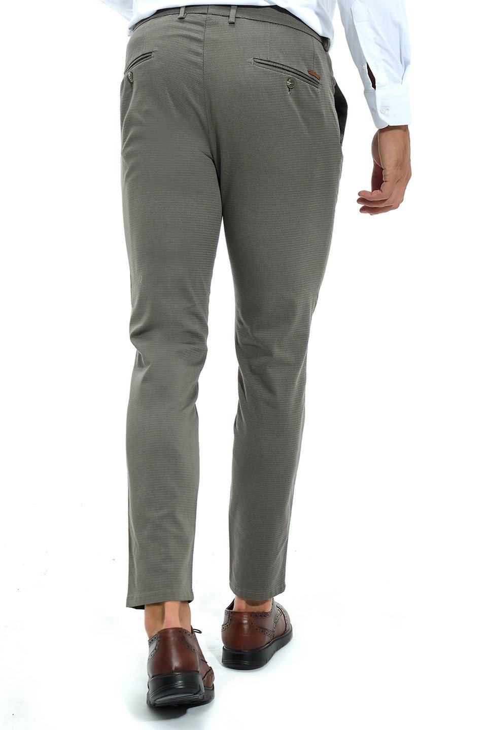 Morven Erkek Yeşil Noyana Pamuklu Slim Fit Yan Cep Keten Pantolon