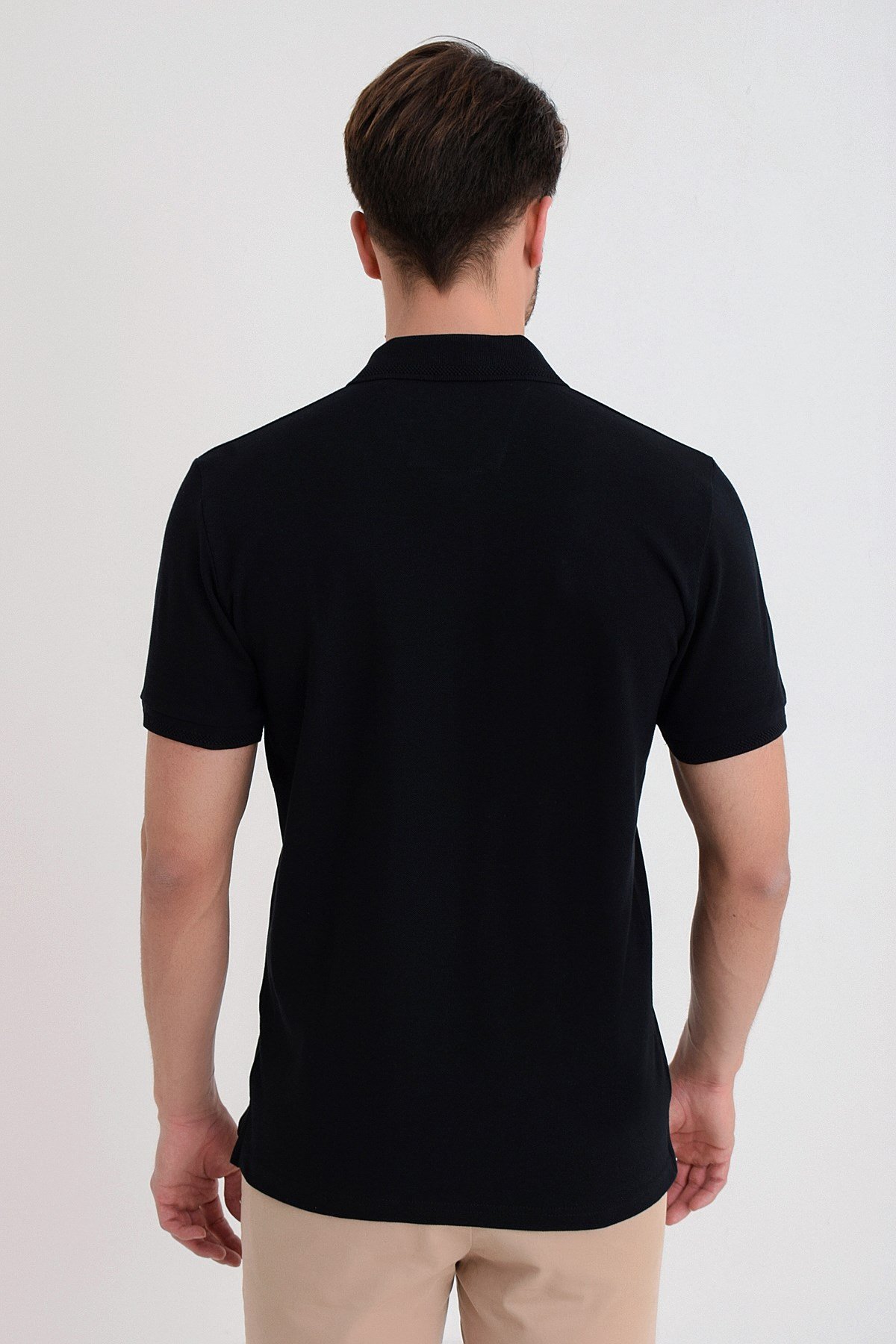 Basic Regular Fit Polo Yaka T-Shirt Siyah