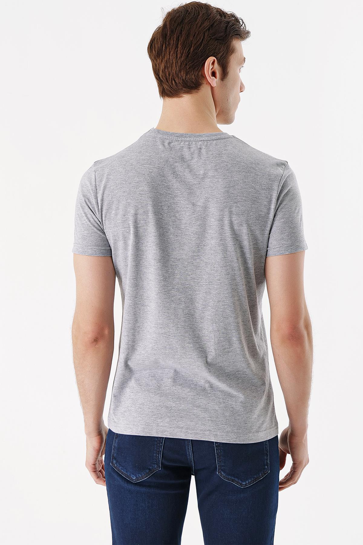 Erkek Grimel Basic Düz %100 Pamuk Bisiklet Yaka Slim Fit Dar Kesim Kısa Kollu Tişört