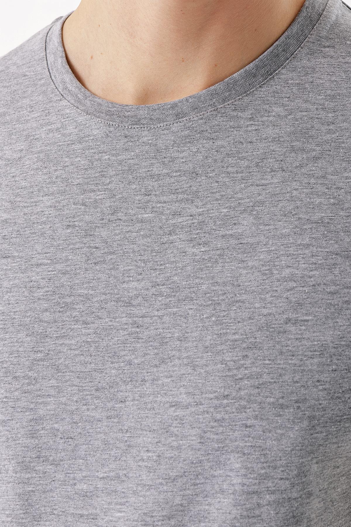 Erkek Grimel Basic Düz %100 Pamuk Bisiklet Yaka Slim Fit Dar Kesim Kısa Kollu Tişört