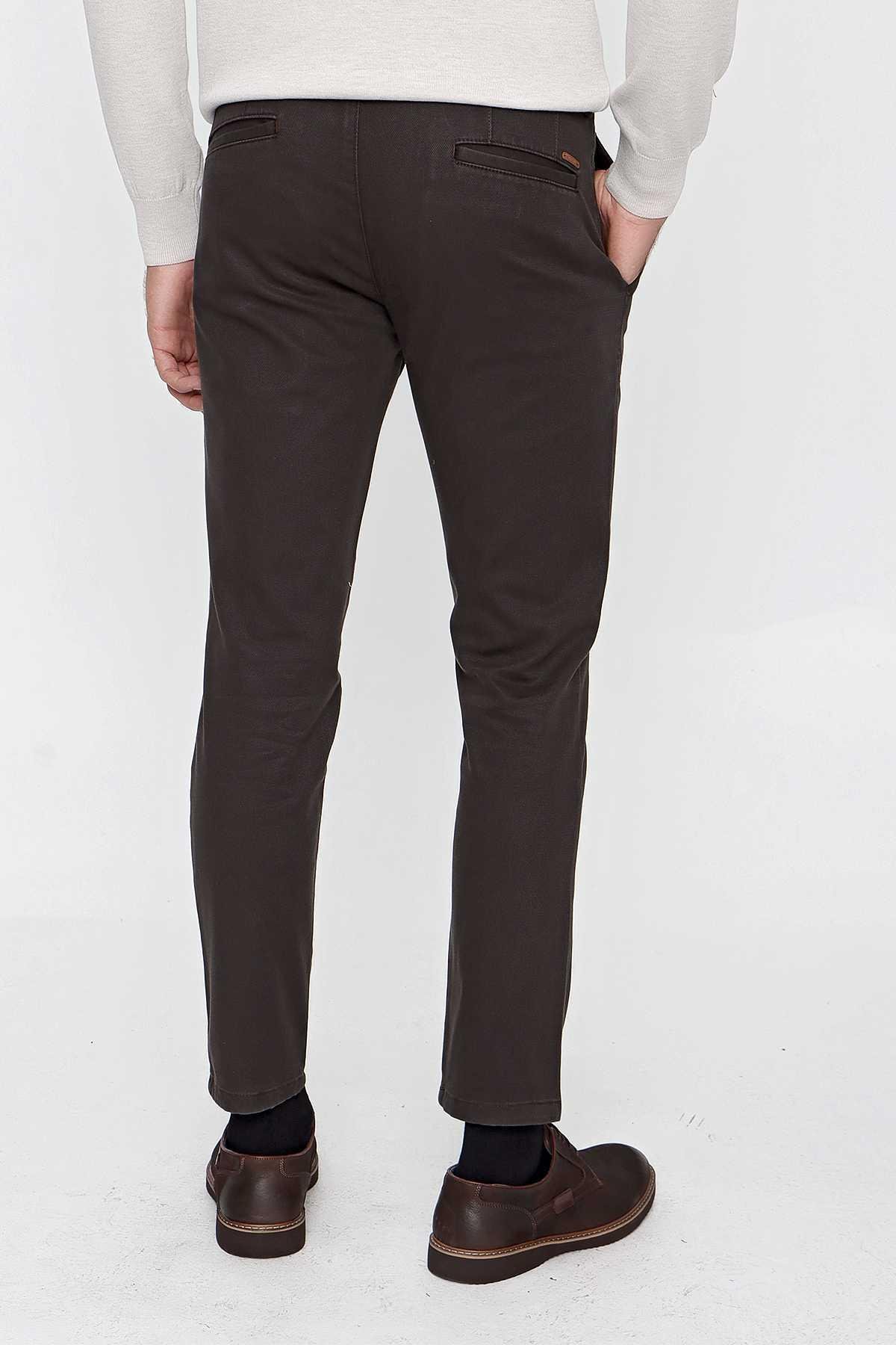 Morven Erkek Acı Kahve Chino Pamuklu Yan Cep Slim Fit Dar Kesim Pantolon