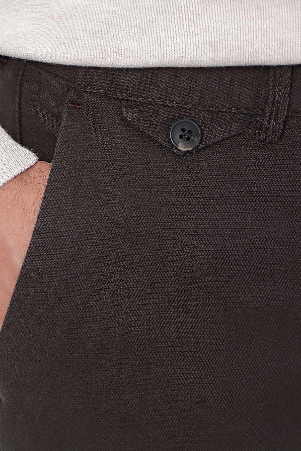 Morven Erkek Acı Kahve Chino Pamuklu Yan Cep Slim Fit Dar Kesim Pantolon