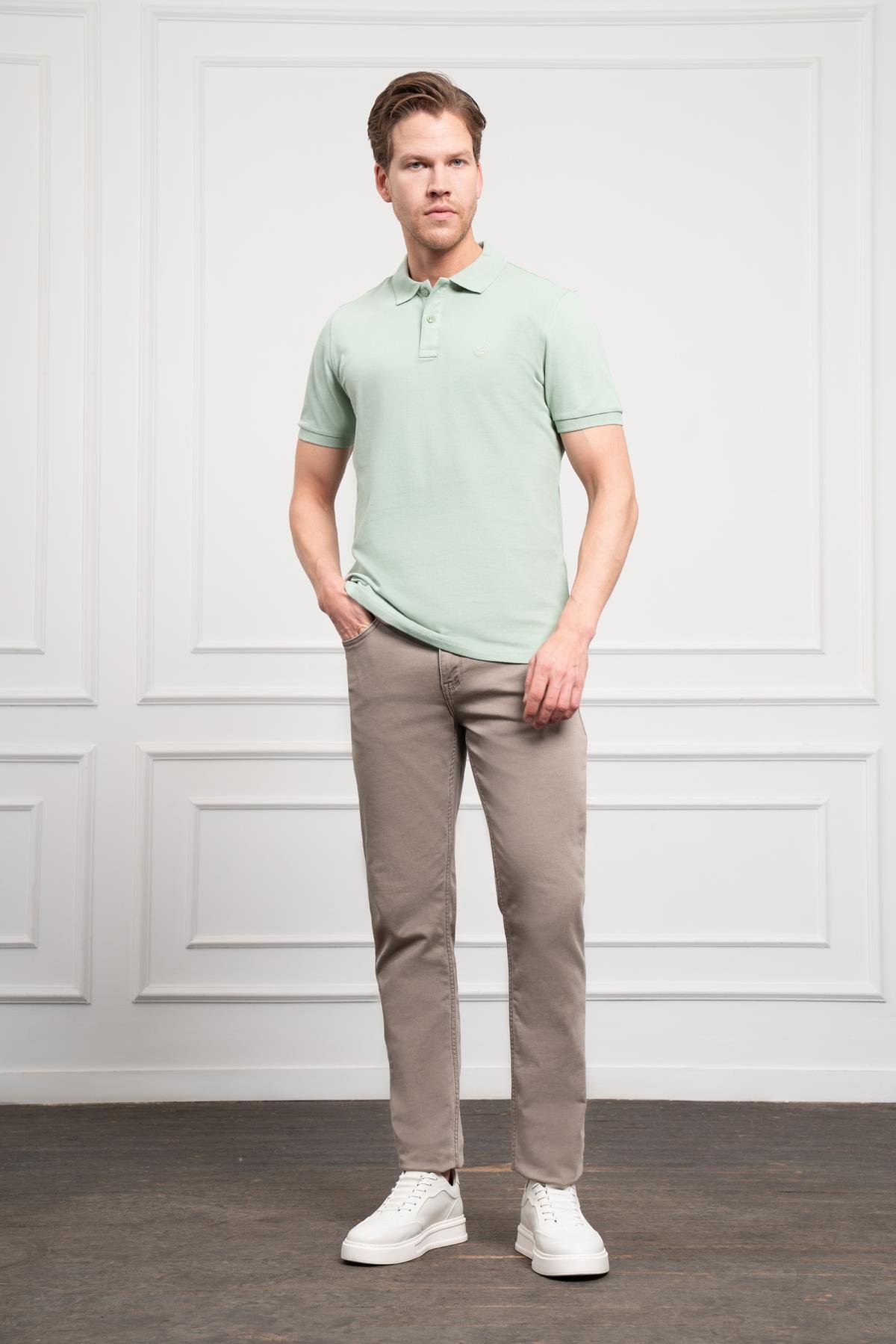 Morven Erkek Açık Yeşil Basic Polo Yaka Dynamic Fit T-Shirt