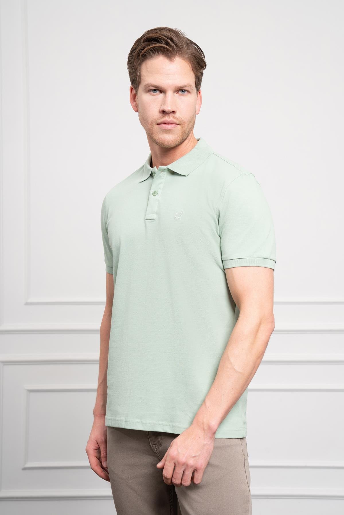 Morven Erkek Açık Yeşil Basic Polo Yaka Dynamic Fit T-Shirt
