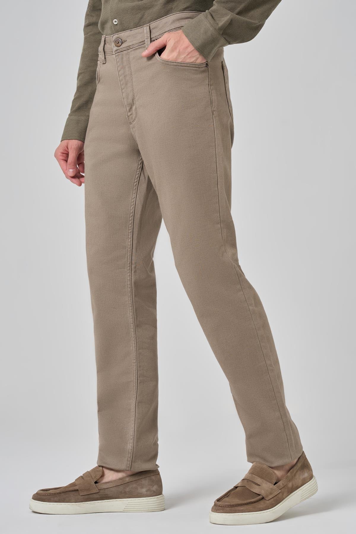 Morven Erkek Bej Denim 5 Cep Dynamic Fit Jean Kot Pantolon