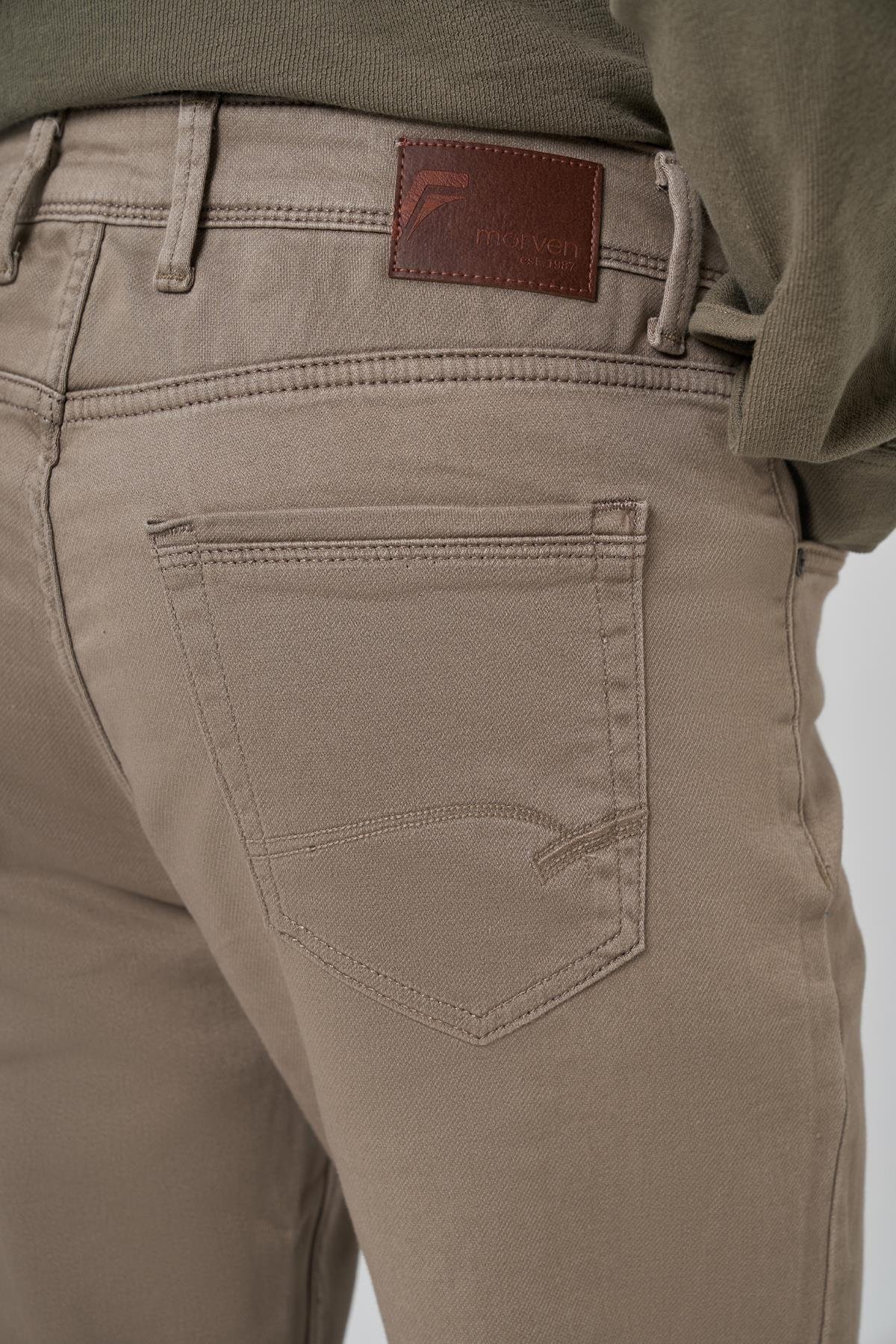 Morven Erkek Bej Denim 5 Cep Dynamic Fit Jean Kot Pantolon