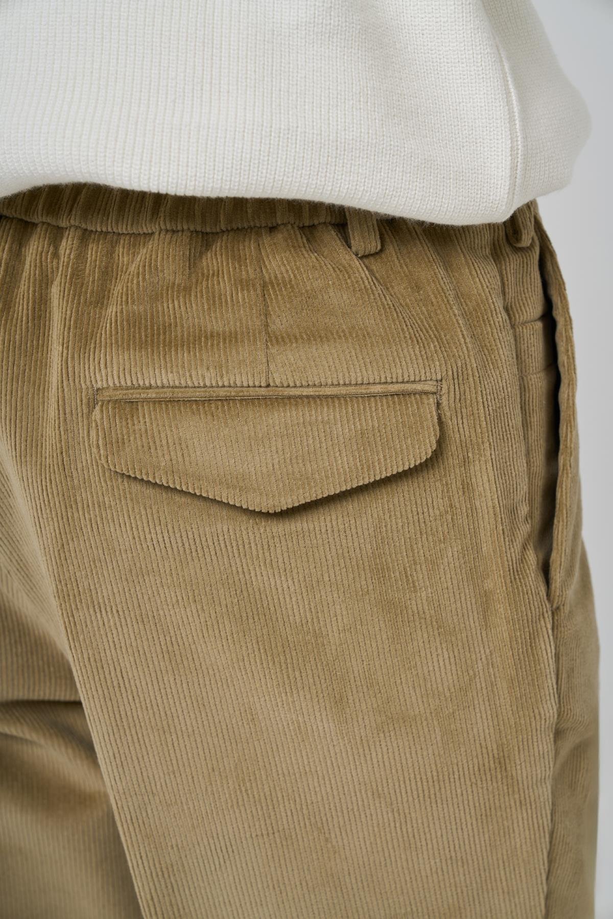Morven Erkek Bej Pamuk Trend Fitilli Kadife Lastikli Slim Fit Pantolon