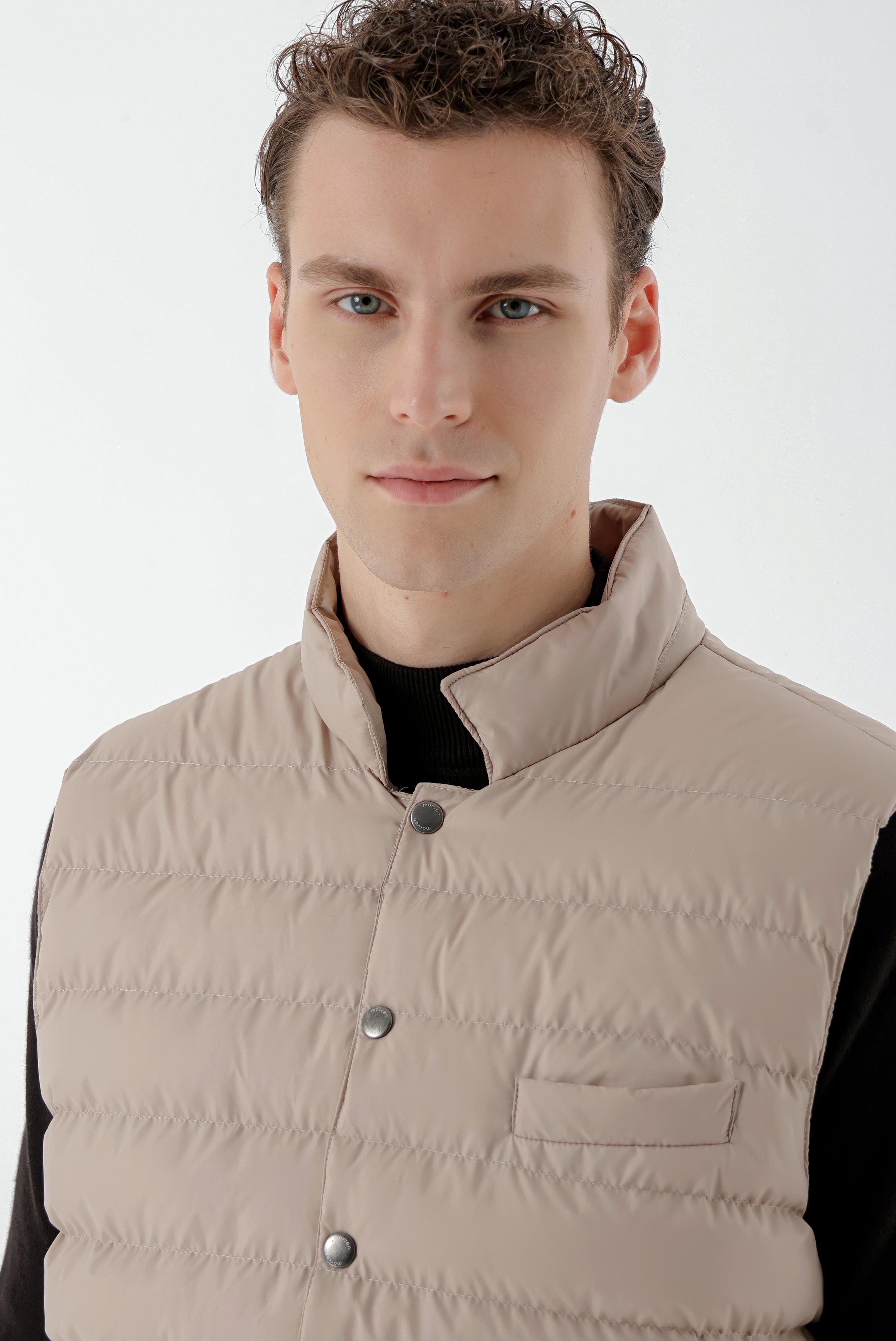 Morven Erkek Bej Polyester Çıtçıtlı Kapitone Yelek