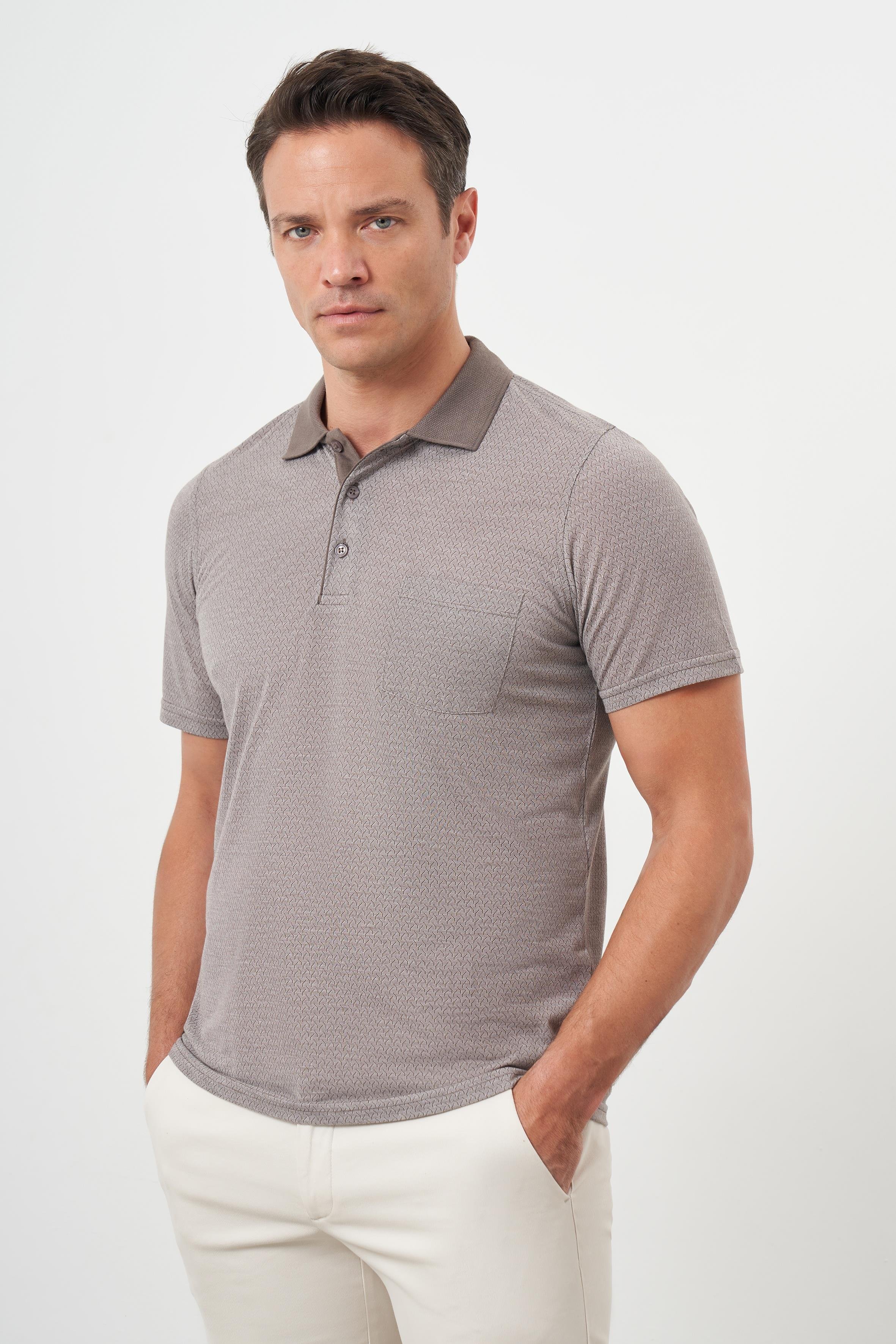 Morven Erkek Bej Trend Cepli Polo Yaka T-Shirt