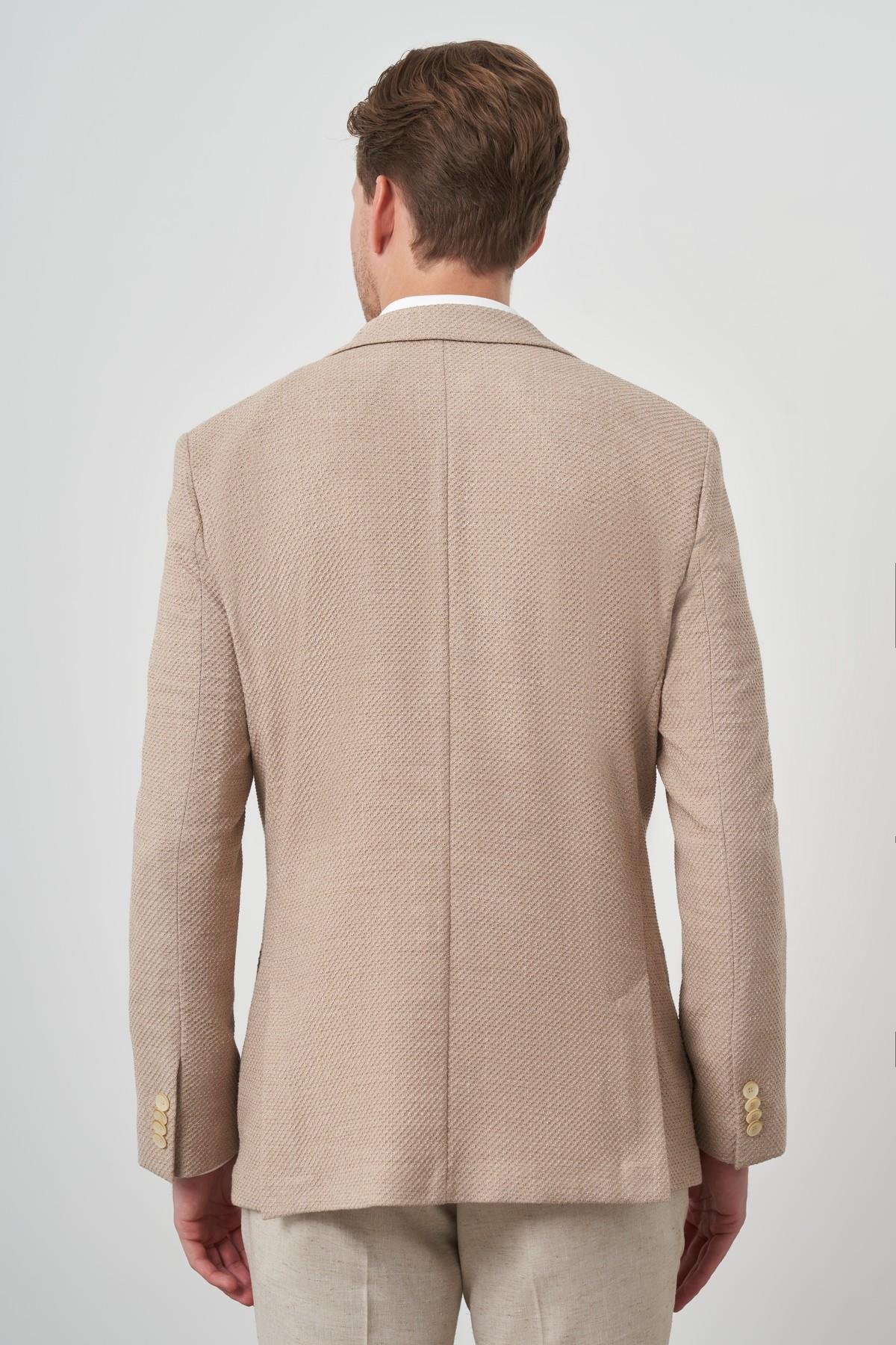 Morven Erkek Bej Trend Dynamic Fit  Mono Yaka Ceket