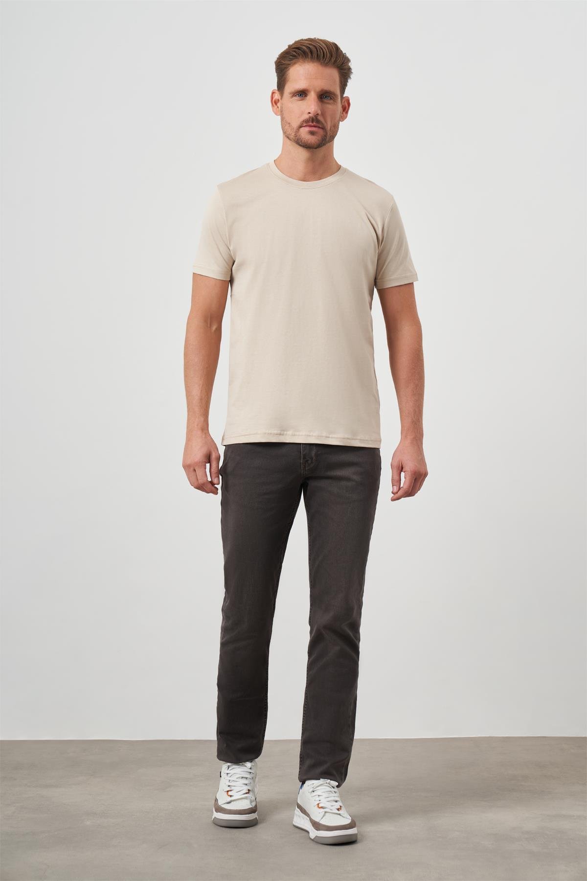 Morven Erkek Bej Trend Polo Yaka Cepli Classic Regular Fit T-Shirt