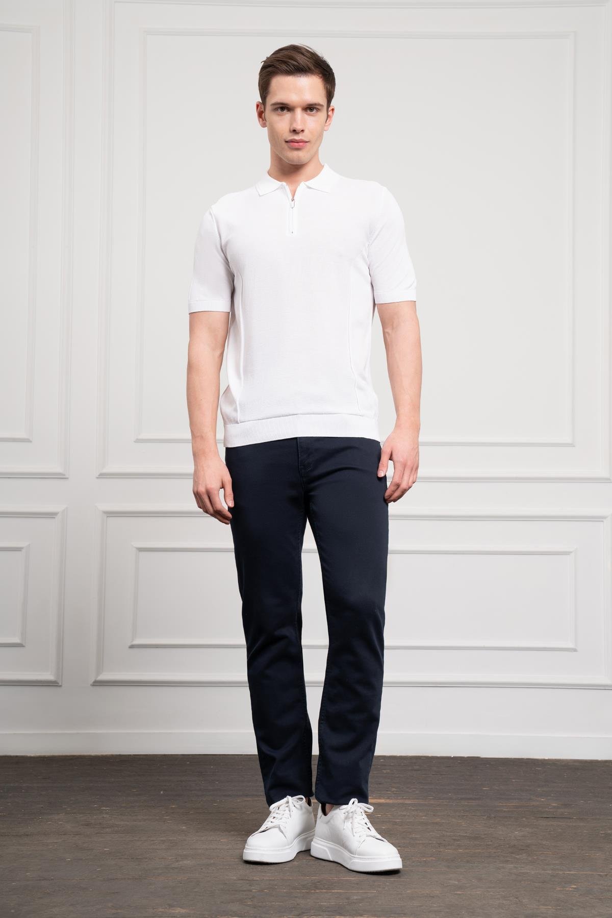 Morven Erkek Beyaz Trend  Polo Yaka  Dinamik Fit Rahat Kesim T-Shirt