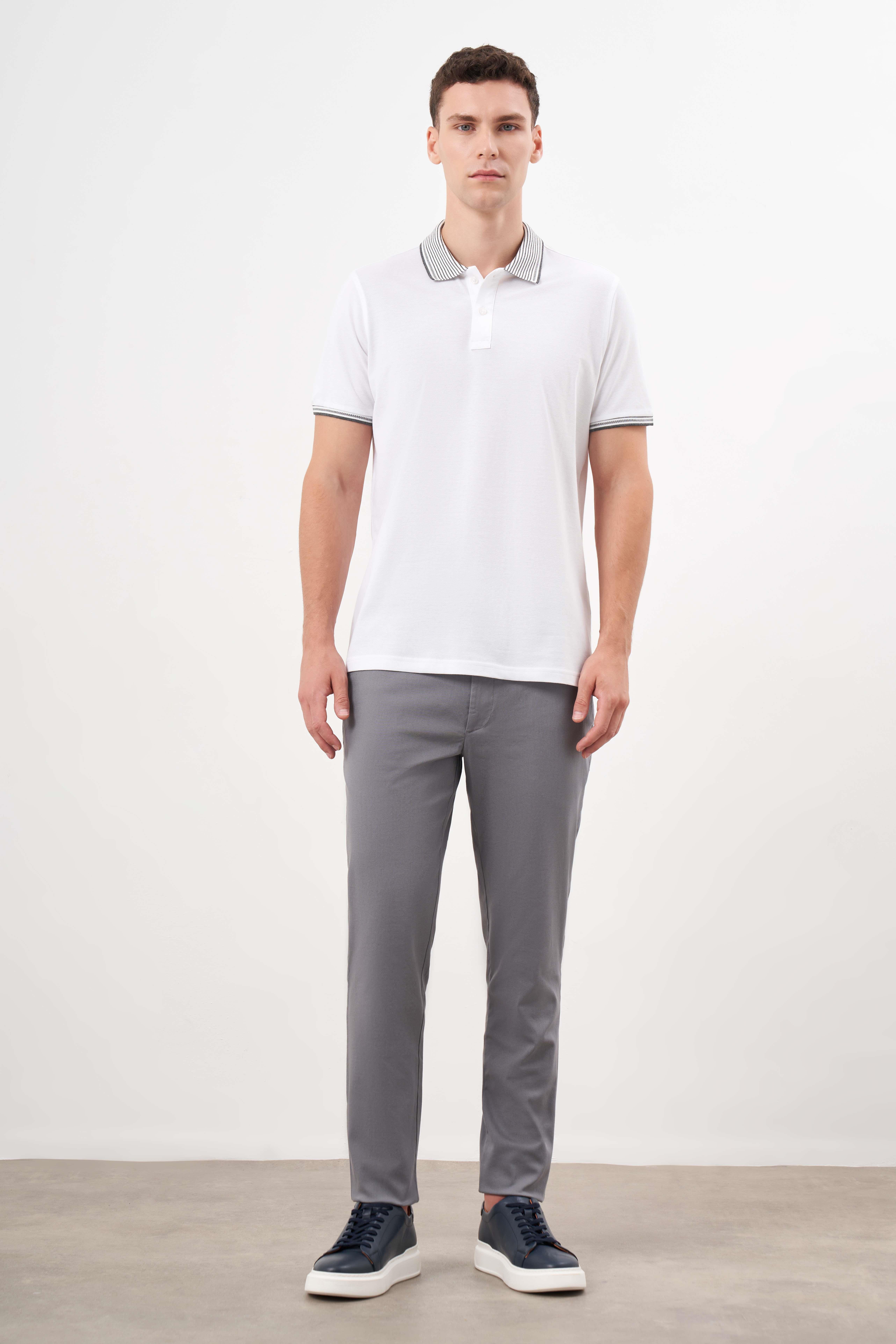 Morven Erkek Beyaz Trend Polo Yaka Dynamic Fit T-Shirt